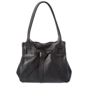 Persaman New York Lucy16 Small Leather Shoulder Tote, Black
